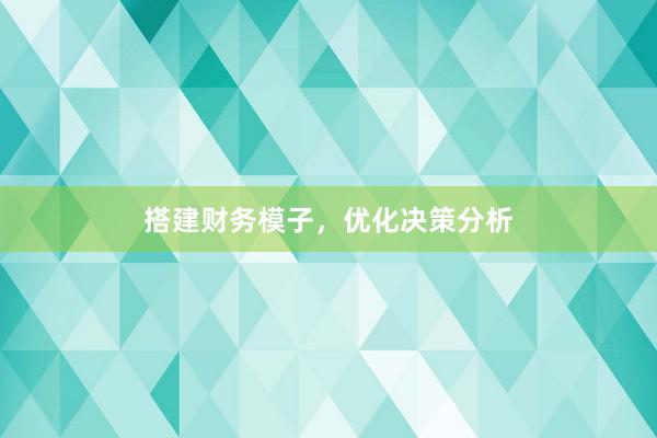 搭建财务模子，优化决策分析